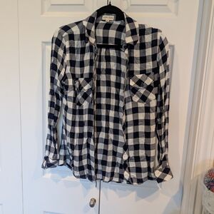 Maison Jules Black and White Buffalo Plaid Shirt